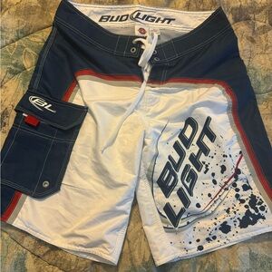 Men's bud light Swim Shorts - Navy and White
